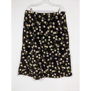 CJ Banks Christopher Brown Skirt Polka Dot Size 12 Green Modest Womens Corduroy